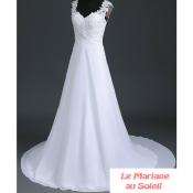 Destockage! Robe de marie Romane T  42, 44, 48 blanche champtre