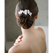 Peigne à cheveux 10 cm fleurs en céramique et perles 