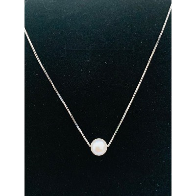 Collier de mariage fantaisie argenté ou doré avec perle de 6 mm