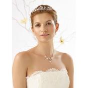 Parure de marie strass et fleurs Bianco Evento N33