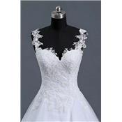 Robe de mariée Anaelle blanche T 36, 38, 40, 42, 46, 50 bretelles broderie dentelle tulle