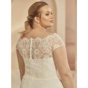 Robe de mariée Arizona T 46 à 50 ivoire grandes tailles Trapèze dentelle et mousseline