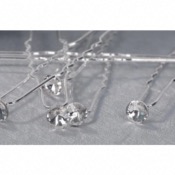 Lot de 6 Pics  cheveux strass cristal argent mariage