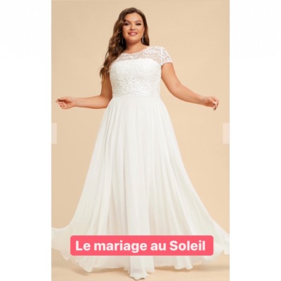 Robe de mariée Manon T 46 ivoire dentelle et mousseline 