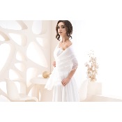 Boléro de mariée en organza Blanc et Ivoire 