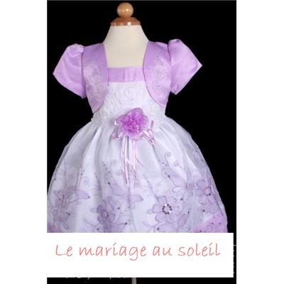  Robe bébé fillette Campanule lilas blanche, 12 mois