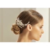 Bijou de cheveu argenté et ivoire Bianco Evento peigne, coiffure 
