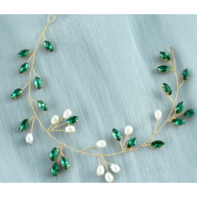 Fil souple pour coiffure de mariage feuilles, vert