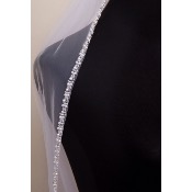 Voile de mariée doux long Ivoire avec bordure perlée
