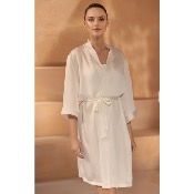 Peignoir de marie en satin , manches 3/4, Bianco Evento