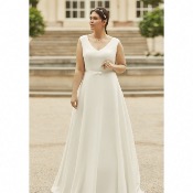 Robe de mariée Dalila ivoire trapèze simple et raffinée T 36 à 54