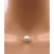 Collier de mariée fil transparent et perle 6 à 12 mm