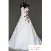 Exclusivité internet ! Robe de mariée Joy T 34 à 54 blanche et rouge bordeaux