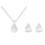 Parure de bijoux mariage en zircone cubique et rhodium