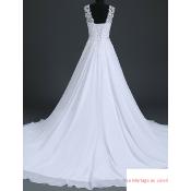 Robe de mariée fluide Elodie blanche t 34 a 54 avec laçage au dos réglable 
