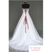 Exclusivité internet ! Robe de mariée Joy T 34 à 54 blanche et rouge bordeaux