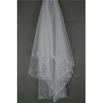 Profitez-en ! Voile de mariée court n°17 ivoire ou blanc strass 90 cm