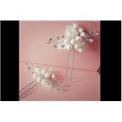 Lot de 2 épingles perles feuilles strass coiffure mariée
