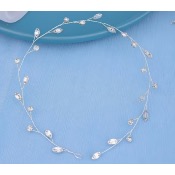 Fil souple argenté et strass pour coiffure de mariage 38 cm