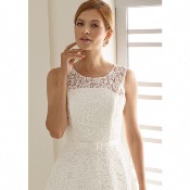 Destockage! Robe de mariée courte T 46 Siena ivoire dentelle Bianco Evento