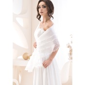 Boléro de mariée en organza Blanc et Ivoire 