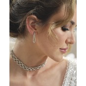 Parure de mariage avec Collier Ras de cou et Boucles d’oreilles 