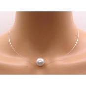 Collier de mariée fil transparent et perle 6 à 12 mm