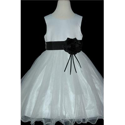 Robe Flora blanc/noir +1 fleur + 1 gros noeud 1 an et 2 ans