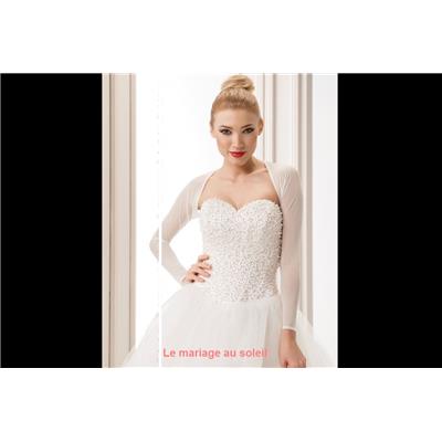 Boléro manches longues transparent blanc ou ivoire T 36/38, 40/42 et 44/46 , fabriqué en Europe