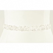 Ceinture en organza ivoire avec magnifiques perles cousues , Bianco Evento