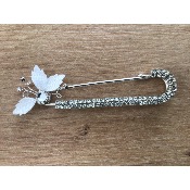 Attache-traîne de mariée fait main avec strass et feuilles ivoires