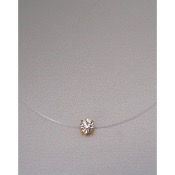 Collier de mari�e fil transparent et strass dor� 8mm