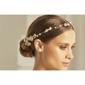 Bijou de cheveux cristaux et perles , rose poudr , Bianco evento