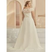 Robe de mariée Arizona T 46 à 50 ivoire grandes tailles Trapèze dentelle et mousseline