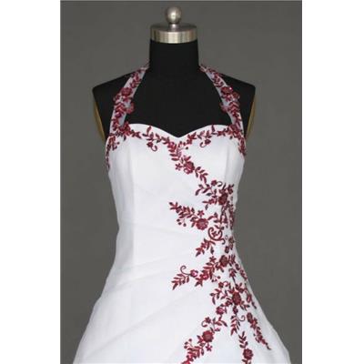 Exclusivité internet ! Robe de mariée Joy T 34 à 54 blanche et rouge bordeaux