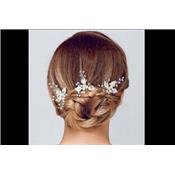Lot de 2 épingles perles feuilles strass coiffure mariée