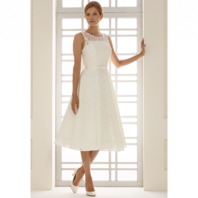 Robe de mariée courte T 46 Siena ivoire dentelle Bianco Evento