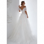 Robe de mariée Alix ivoire tulle princesse T 34 à 52  manches épaule 