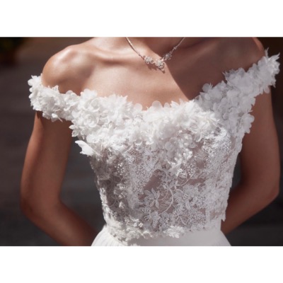 Top de mariée E 486 fleurs 3D T 36 à 46