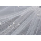 Voile de mariée ivoire court avec perles 