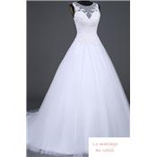 Robe de mariée Stéphany T 36, 40, 44, 48 blanche broderie tulle ceinture