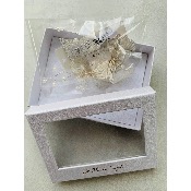 Barette clip pour coiffure de mariage fleurs 3D ivoire et argenté