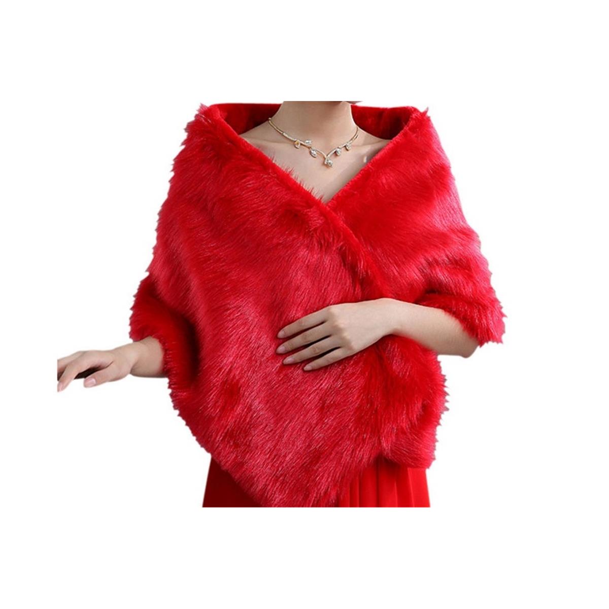 Châle Femme Fausse Fourrure Élégant – Étole Cape Boléro Chaud Et Chic Pour Mariage, Soirée Hiver Ou Cérémonie