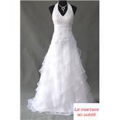 Destockage ! Robe de mariée Tiana blanche T 34 a 54 volants broderies