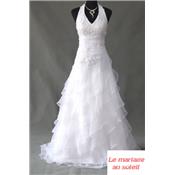 Robe de marie Tiana blanche T 42 et 46 volants broderies