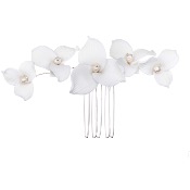 Peigne à cheveux 10 cm fleurs en céramique et perles 