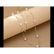 Parure de mariée doré avec perles, collier + bracelet