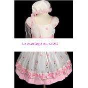 Robe fillette bébé Caroline blanche et rose 12, 18 et 24 mois