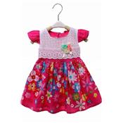 Robe bébé Fleur fillette fushia,  12 et 18 mois