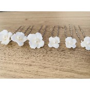 Lot de 6 épingles à cheveux de mariage céramique doré ou argenté